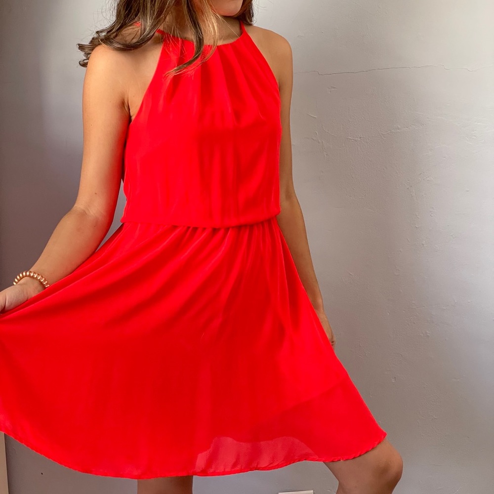 Red/Orange Halter Top Dress